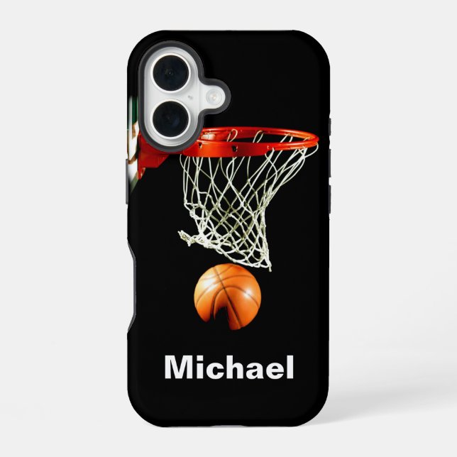 Basketball Replace with Your Name iPhone 16 Case (Back)