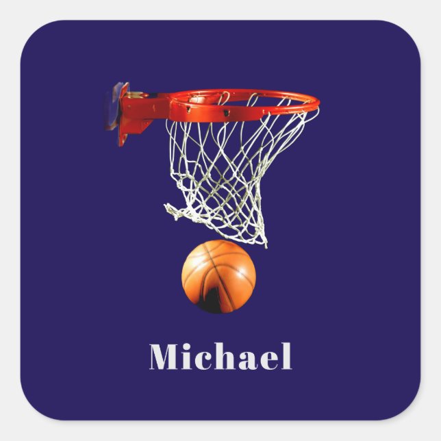 Basketball Replace with Your Name Square Sticker (Front)