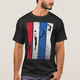 Basketball Retro Vintage USA Flag Red White Blue P T-Shirt