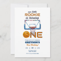 Basketball Rookie 1st Birthday Invitation