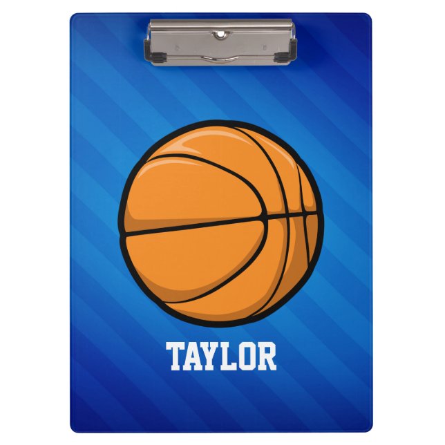 Basketball; Royal Blue Stripes Clipboard (Front)