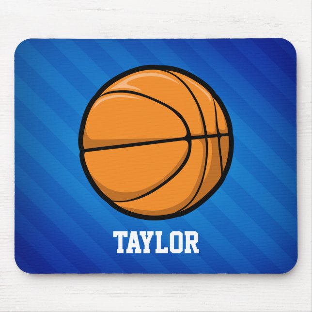 Basketball; Royal Blue Stripes Mouse Pad (Front)