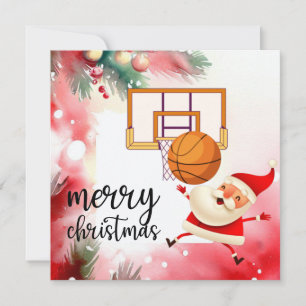 Basketball Santa Claus is playing with Christmas Card
