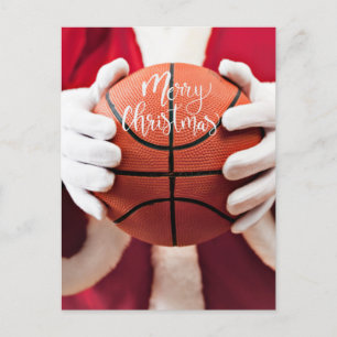 Basketball Santa Claus is playing with Christmas Postcard