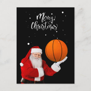 Basketball Santa Claus is playing with Christmas   Postcard