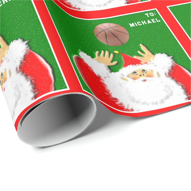 Basketball Santa Claus Wrapping Paper (Roll Corner)