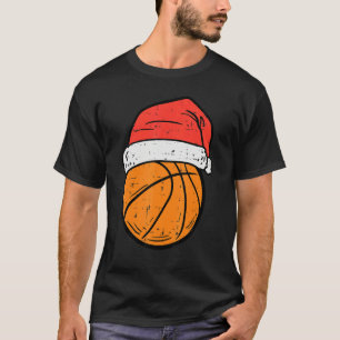 Basketball Santa Hat Christmas Xmas Boys Girls T-Shirt