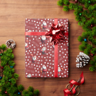 Basketball Santa on Red Wrapping Paper
