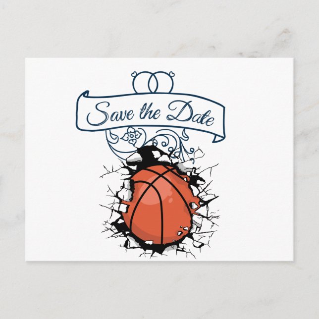 Basketball Save the Date Wedding Invitation Postcard (Front)