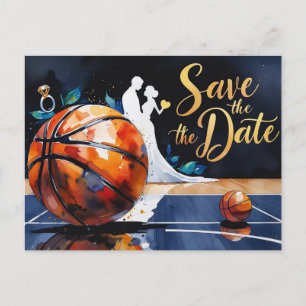Basketball Save the Date Wedding Invitation Postcard