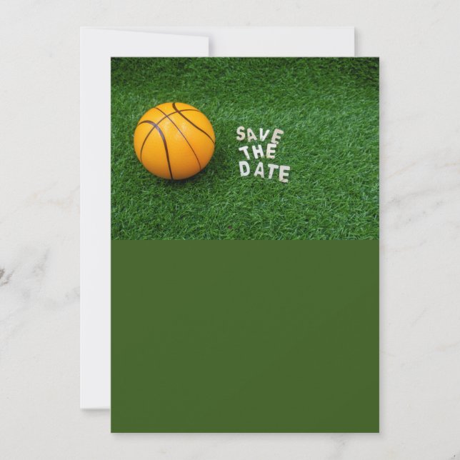 Basketball Save the date with basketball on green Invitation (Front)