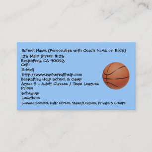Basketball, School Name (Personalise with Coach... Business Card