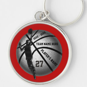Basketball Senior Gifts Personalised, Team Colours Key Ring