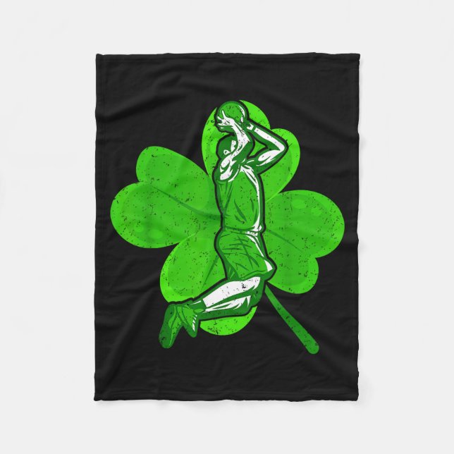Basketball Shamrock St Patrick's Day Srt Lover Boy Fleece Blanket (Front)