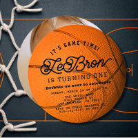 Basketball Shape Photo Boy's 1st Birthday Circle