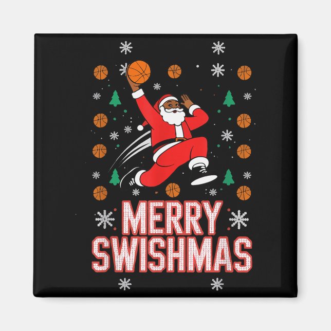 Basketball Shirt Boys Christmas Pajamas Merry Swis Magnet (Front)