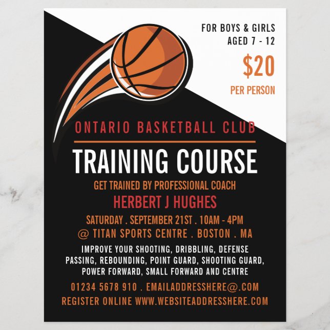 Basketball Shot, Basketball Training Course Flyer (Front)