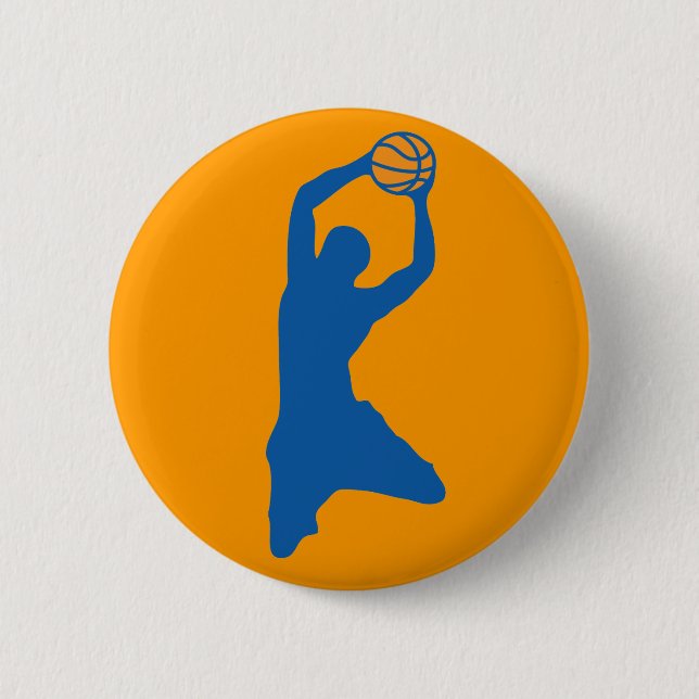 basketball silhouette 6 cm round badge (Front)