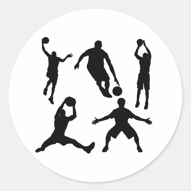 Basketball Silhouettes Classic Round Sticker (Front)