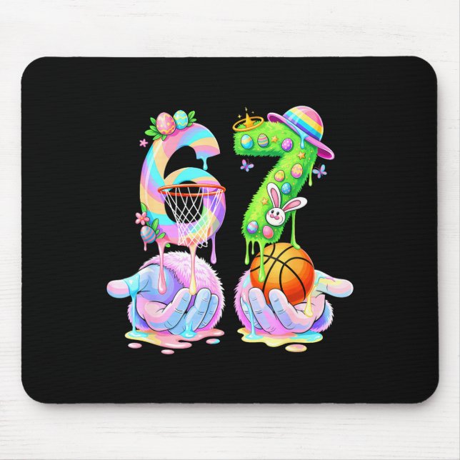 Basketball six seven 67 easter bunny funny 67 meme mouse pad (Front)