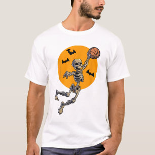 Basketball Skeleton Halloween Men Boys Halloween T-Shirt