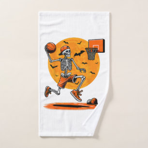 Basketball Skeleton Spooky Halloween Hand Towel