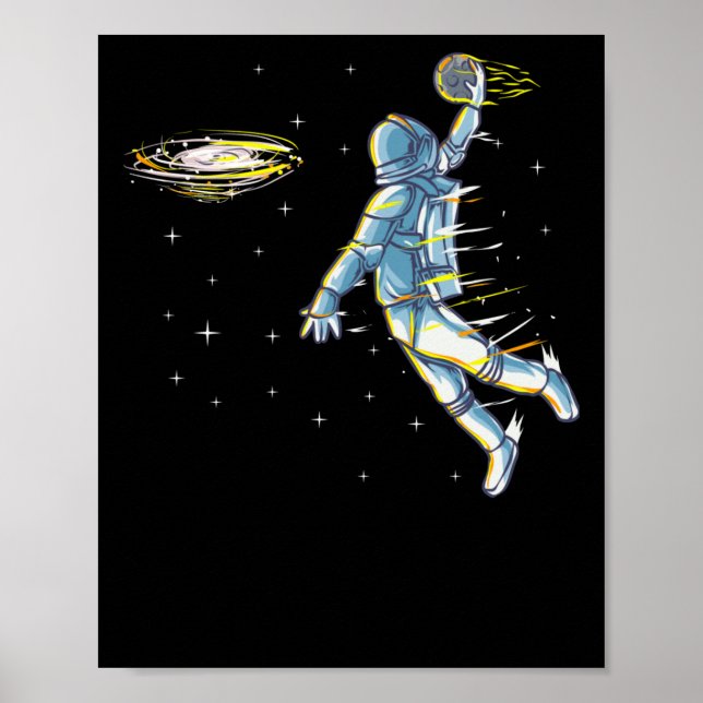 Basketball Slam Dunk Astronaut Space  Poster (Front)