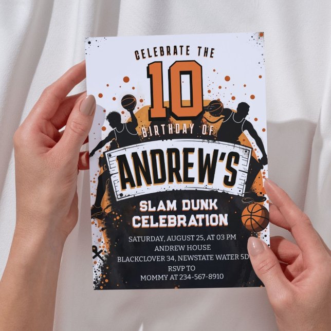 Basketball Slam Dunk Birthday Party Invitation (Basketball Slam Dunk Birthday Party Invitation )