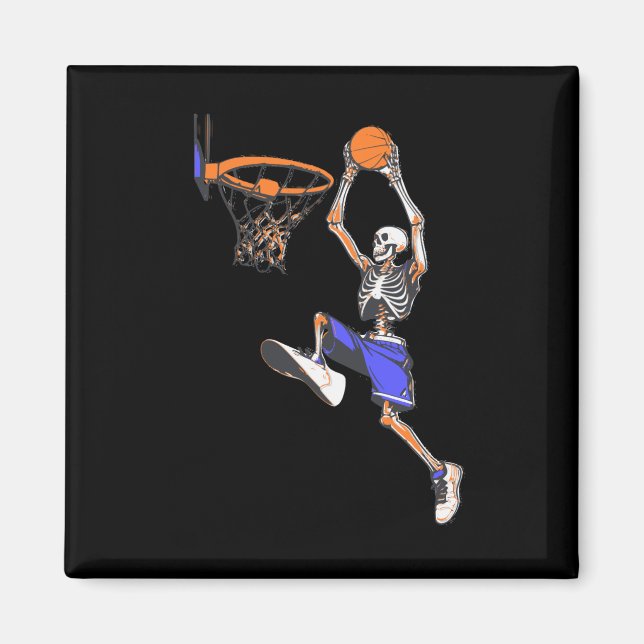 Basketball Slam Dunk Skeleton Halloween  Magnet (Front)