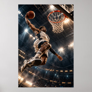 Basketball Slam Dunk Under Stadium Lights – Cinema Poster
