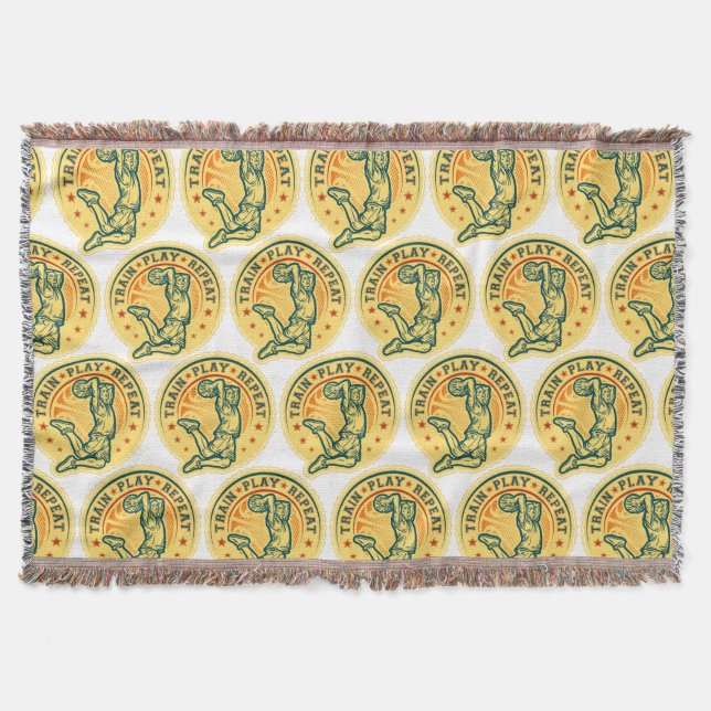Basketball Slam Dunk Vintage Design Throw Blanket (Front)