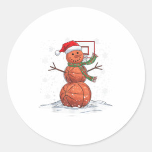 Basketball Snowman _1  Classic Round Sticker
