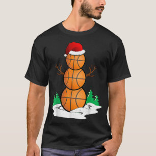 Basketball Snowman Balls Christmas Pajama For Men T-Shirt