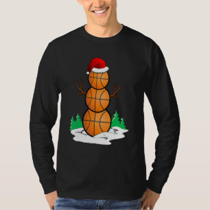 Basketball Snowman Balls Christmas Pajama  Men Boy T-Shirt