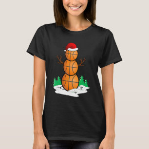 Basketball Snowman Balls Christmas Pajama Men Boy T-Shirt