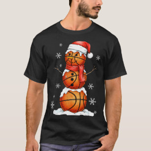 Basketball Snowman Christmas Holiday Srts Xmas Paj T-Shirt