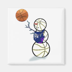 Basketball Snowman Christmas Magnet
