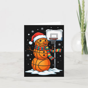 Basketball Snowman Christmas Santa Hat Funny Xmas  Card