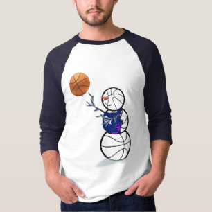 Basketball Snowman Christmas T-Shirt