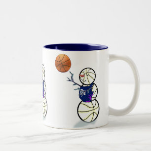 Basketball Snowman Christmas Two-Tone Coffee Mug