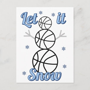 Basketball Snowman Let It Snow Holiday Postcard