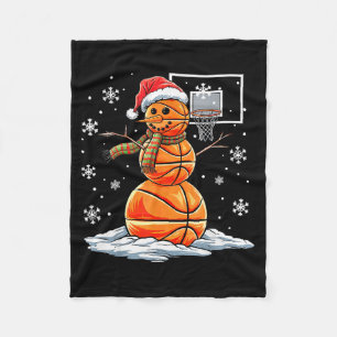 Basketball Snowman Player Santa Hat Christmas Funn Fleece Blanket