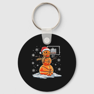 Basketball Snowman Player Santa Hat Christmas Funn Key Ring