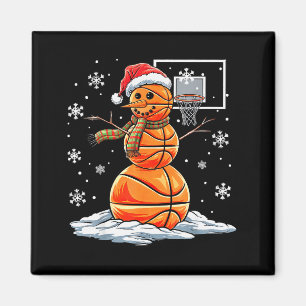 Basketball Snowman Player Santa Hat Christmas Funn Magnet