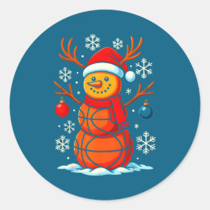 Basketball Snowmen Player Sport Santa Classic Round Sticker