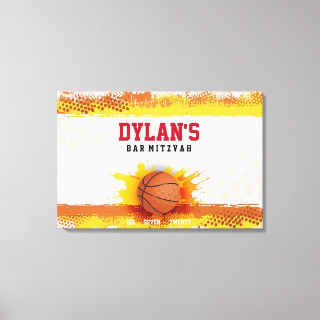 BASKETBALL SPLASH Bar Mitzvah Sign In Memory Board (Front)