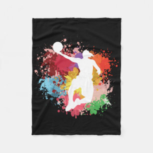 Basketball Splash Watercolor Fleece Blanket