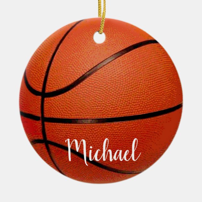 Basketball Sport - Basket Ball Your Name Ceramic Tree Decoration (Front)