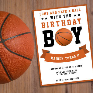 Basketball Sport Bday Boy 1st Birthday Party Invitation
