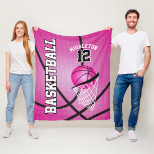 Basketball 🏀 Sport Design - Pink Fleece Blanket